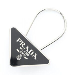 Prada Key Holder Triangle Logo 2 Af0002 Black Other Trial Logo Key Chain